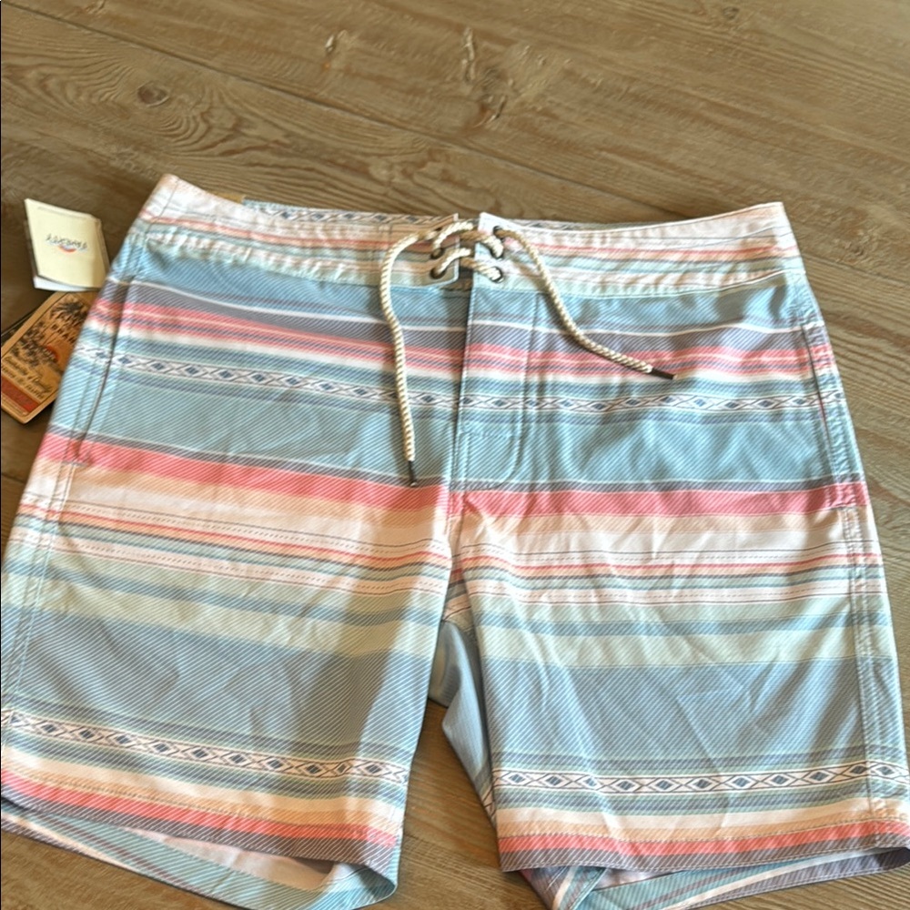 Faherty Men's Pastel Stripe Swim Trunks - Unbranded